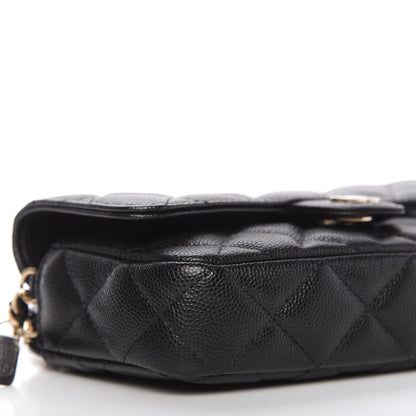 Chanel Caviar Quilted Flap Phone Holder With Chain Black 6 of 12