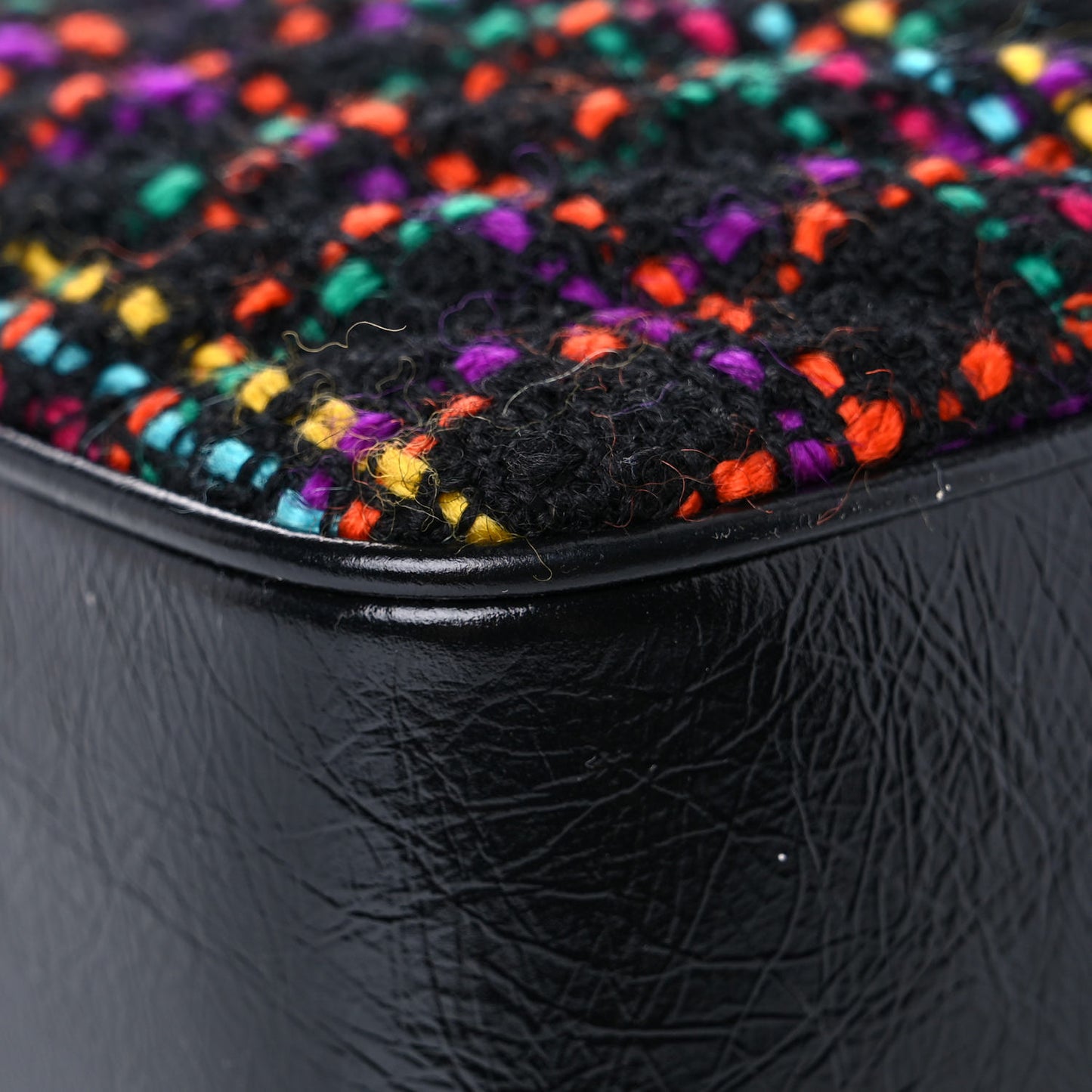 Tweed Calfskin Monogram Lou Camera Bag Black