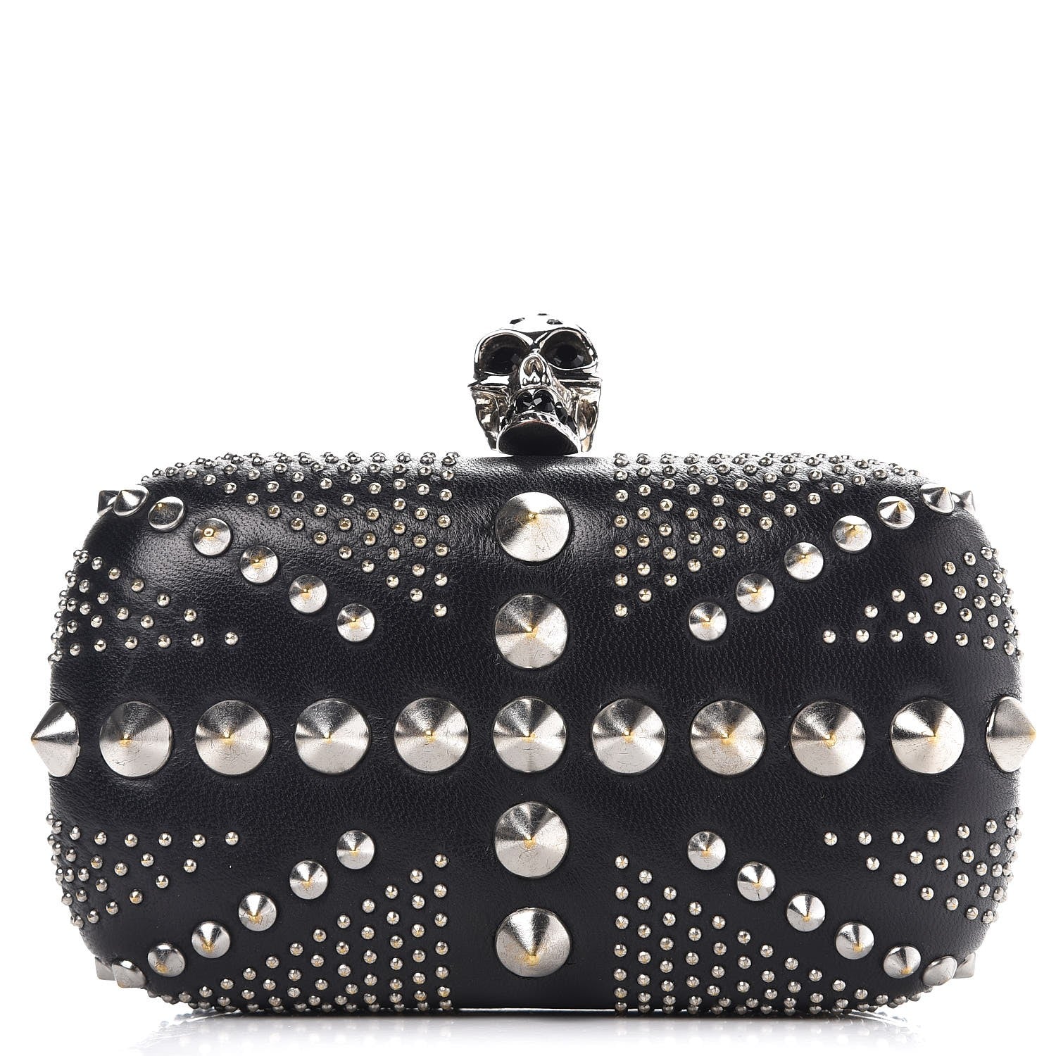 Alexander McQueen Nappa Studded Britannia Skull Box Clutch Black 1 of 9