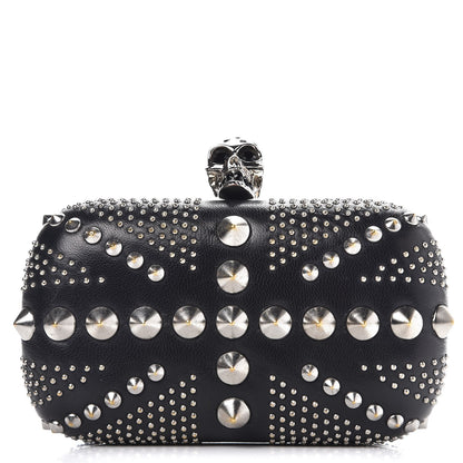 Alexander McQueen Nappa Studded Britannia Skull Box Clutch Black 1 of 9