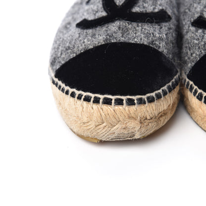 Chanel Tweed Velvet CC Espadrilles 37 Grey Black 13 of 15