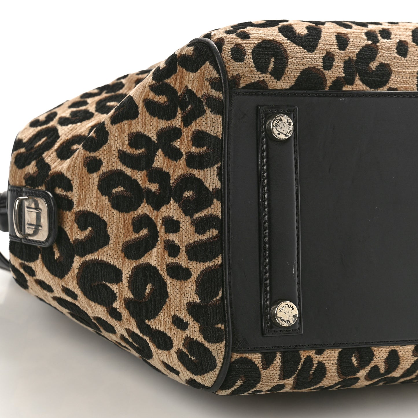 Jacquard Velvet Leopard Print Stephen Sprouse North South Bag Black