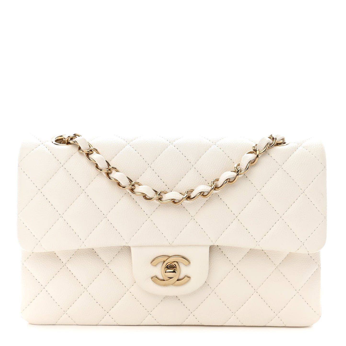 Caviar Quilted Small Double Flap White
