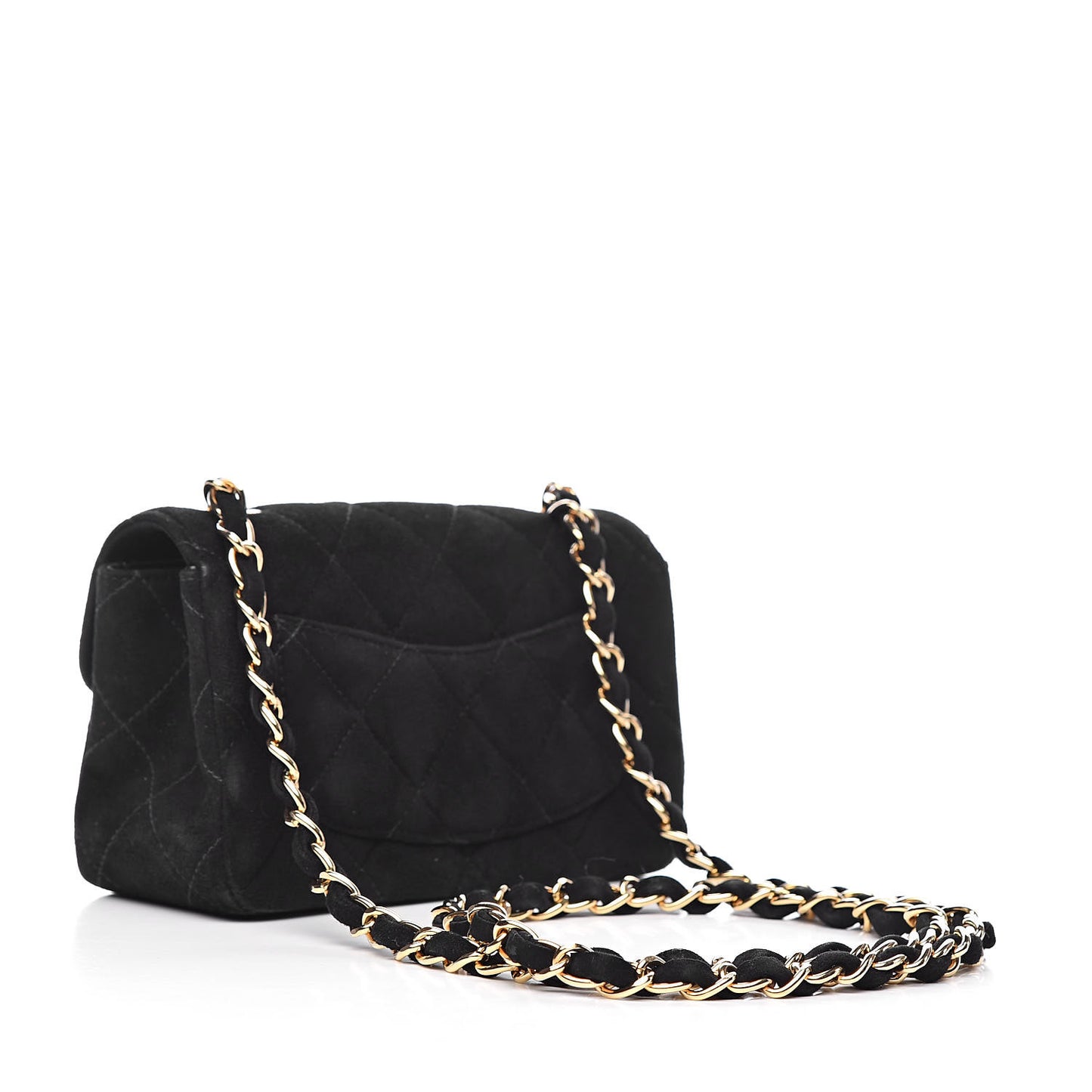 Velvet Quilted Extra Mini Rectangular Flap Black