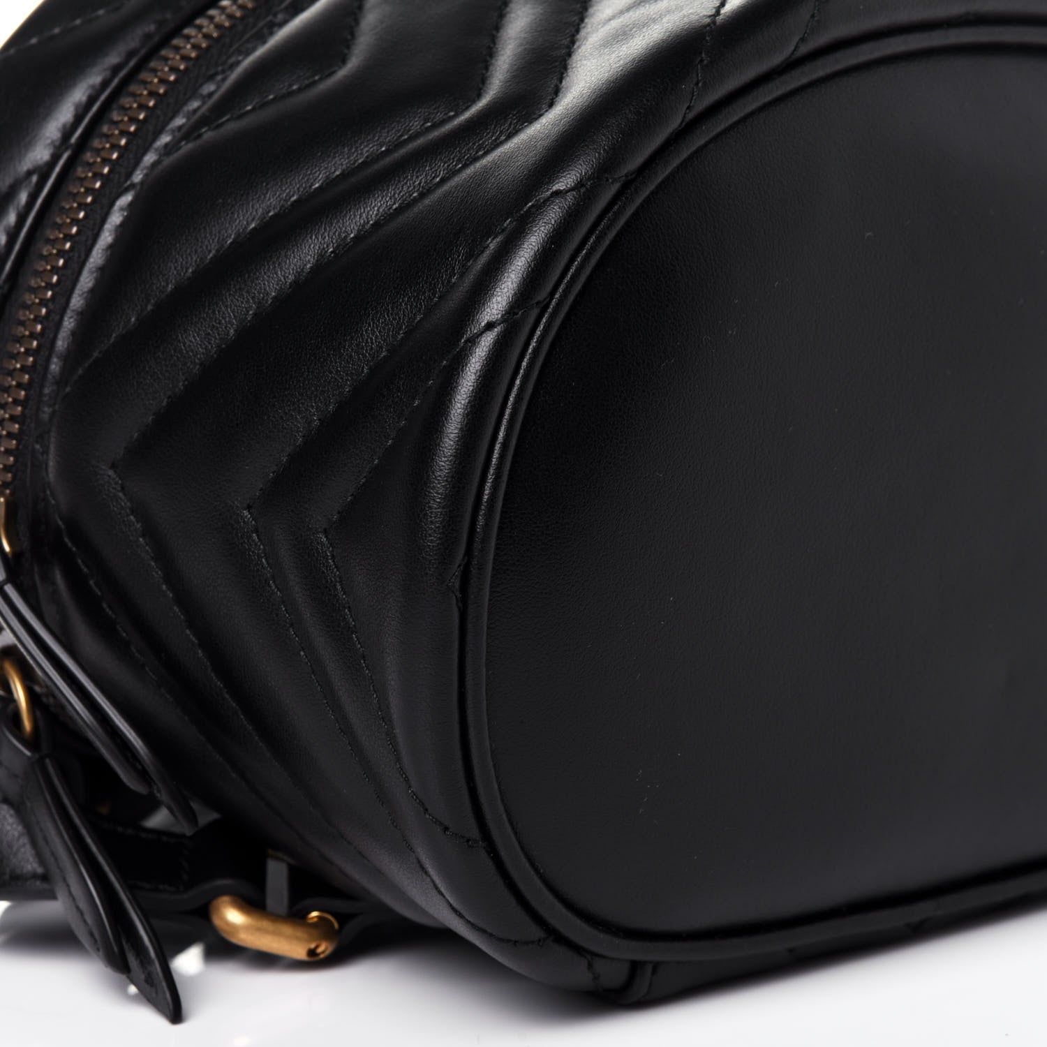 Gucci Calfskin Matelasse Mini GG Marmont Round Backpack Black 7 of 11