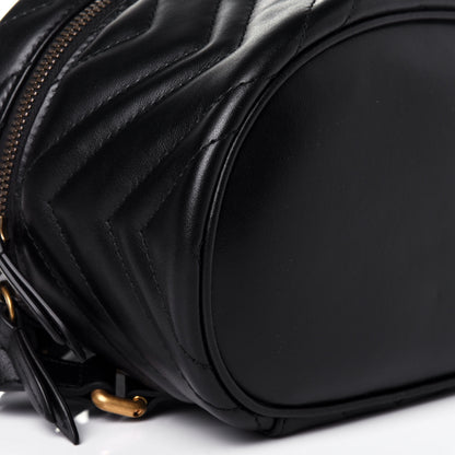 Gucci Calfskin Matelasse Mini GG Marmont Round Backpack Black 7 of 11