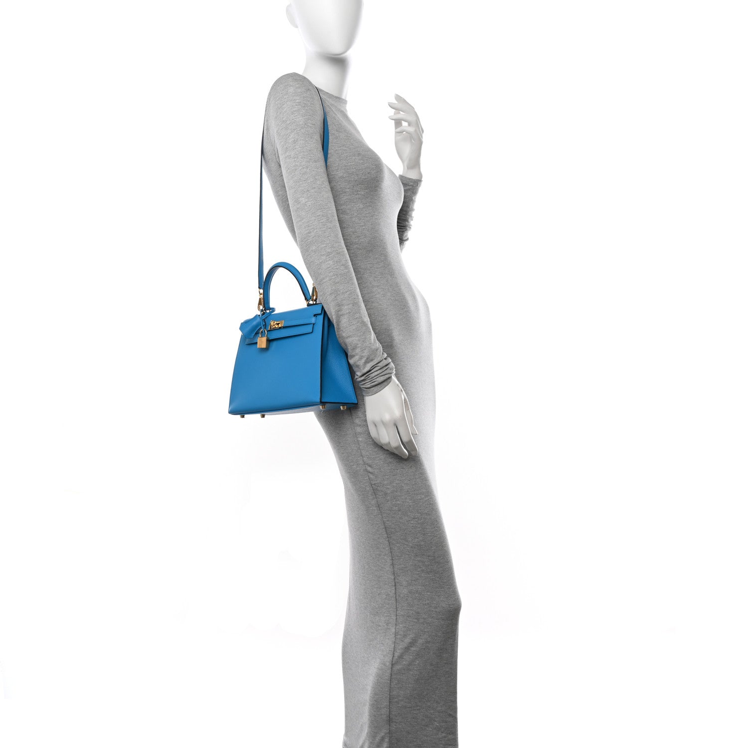 Hermes Epsom Kelly Sellier 25 Bleu Frida 2 of 11