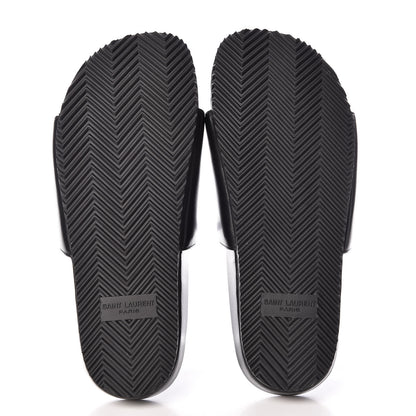 Saint Laurent Calfskin Monogram Joan Slide Sandals 35.5 Black 5 of 8