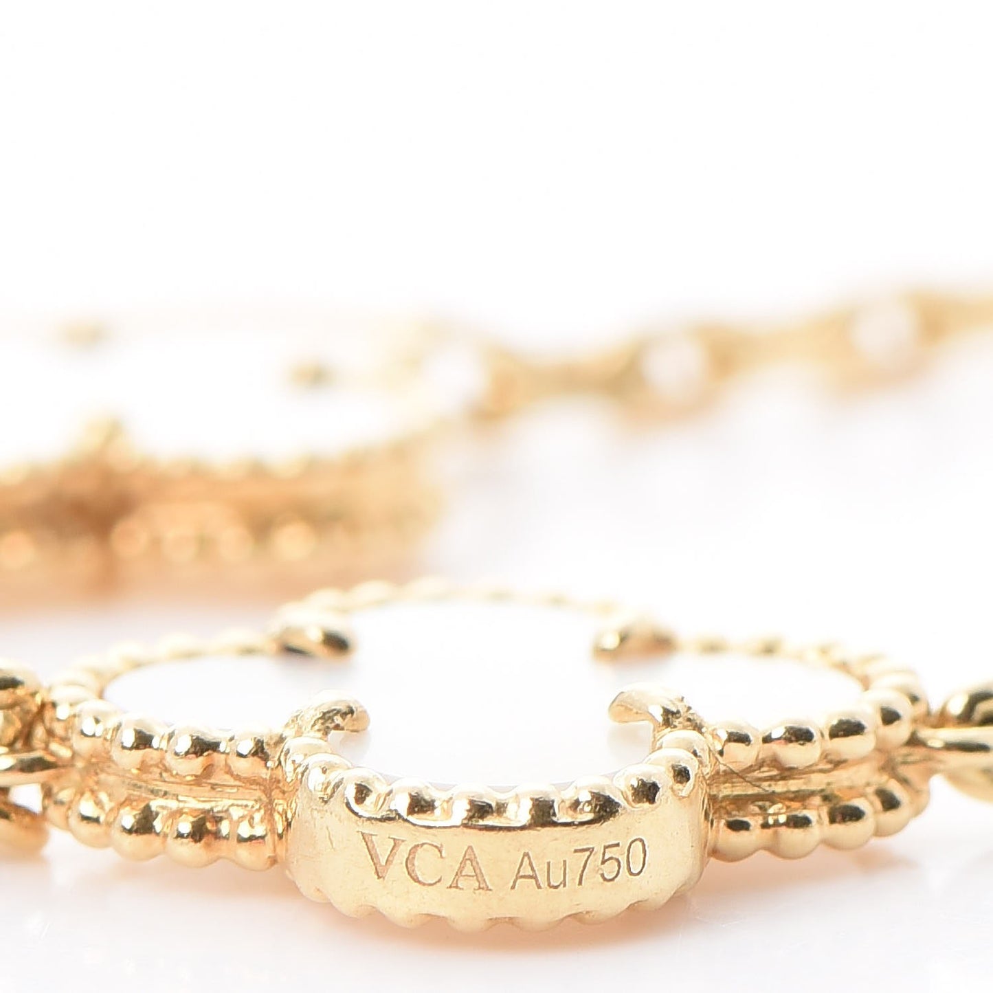 18K Yellow Gold Mother of Pearl 5 Motifs Vintage Alhambra Bracelet