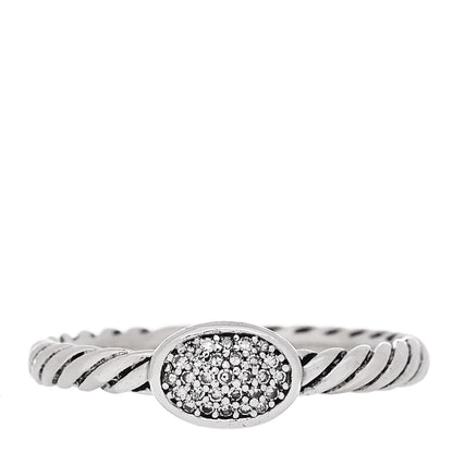 David Yurman Sterling Silver Diamond Pave Cable Classics Oval Ring 50 5.5 1 of 4