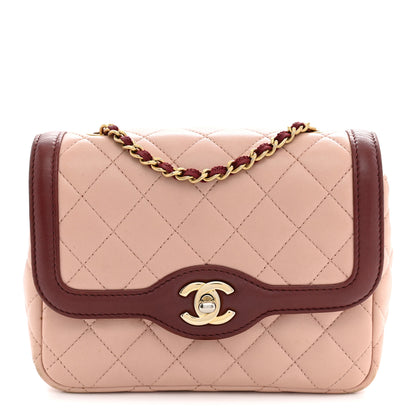 Chanel Lambskin Quilted Mini Two Tone Day Flap Pink Burgundy 1 of 15
