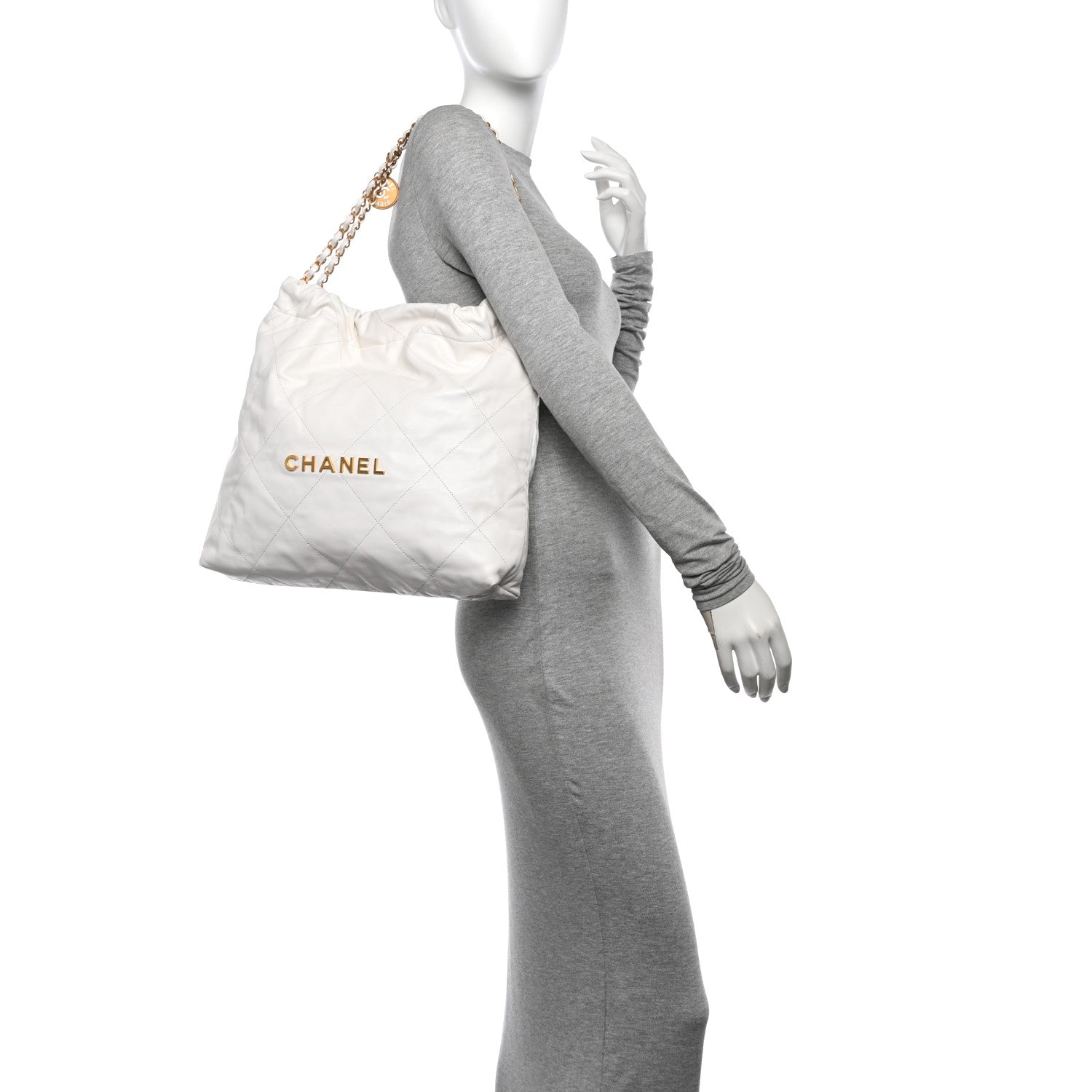 Chanel Shiny Calfskin Quilted Chanel 22 White 2 of 12