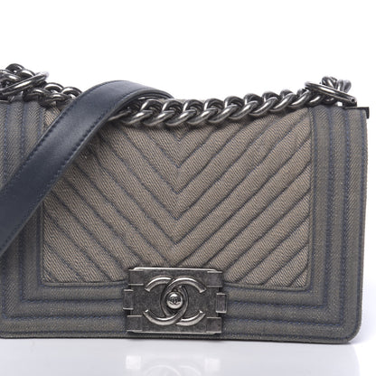 Chanel Denim Chevron Small Boy Flap Blue 13 of 16