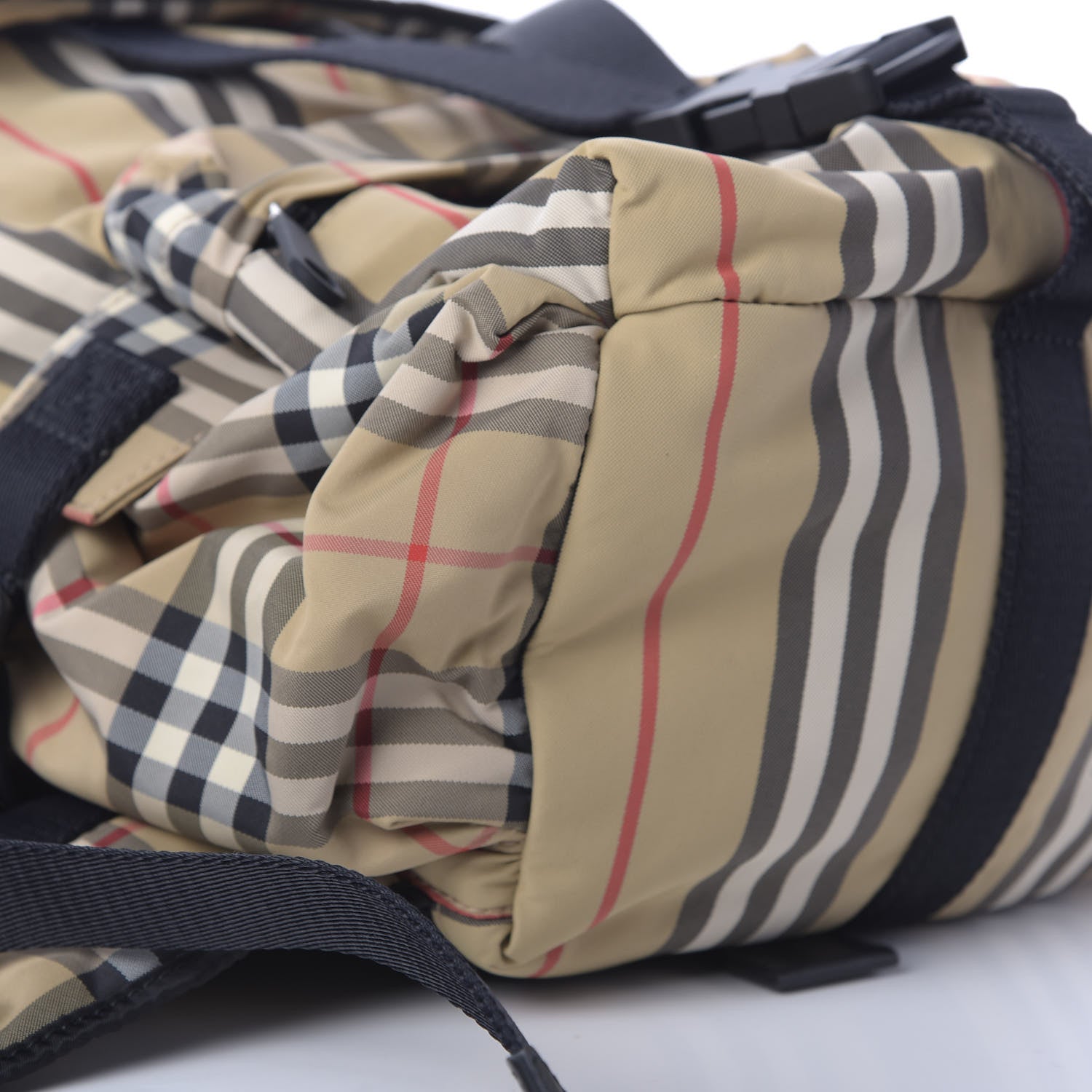 Burberry Nylon Icon Stripe Check Logo Print Backpack Natural 5 of 9
