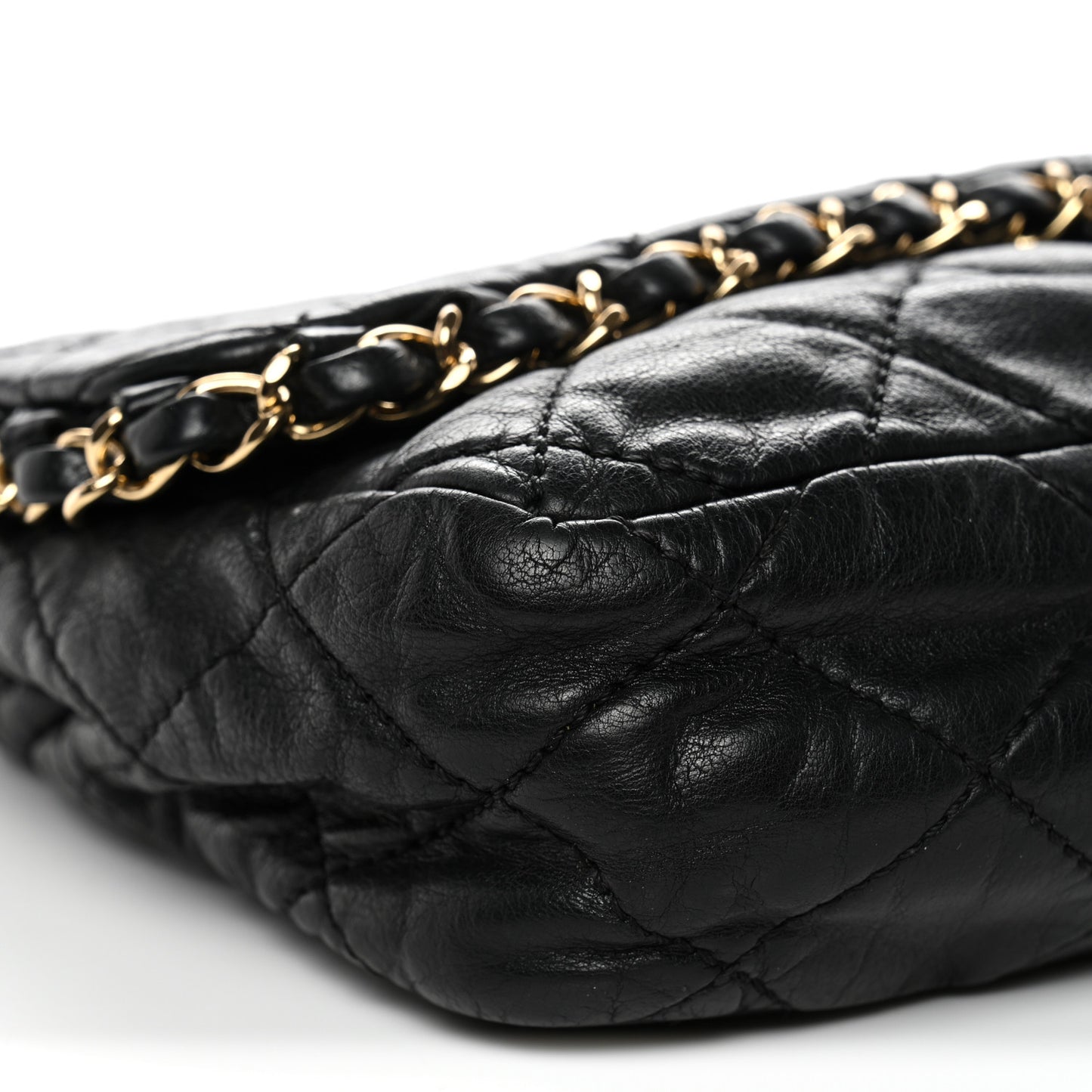 Calfskin Quilted Medium Chain Me Flap Black