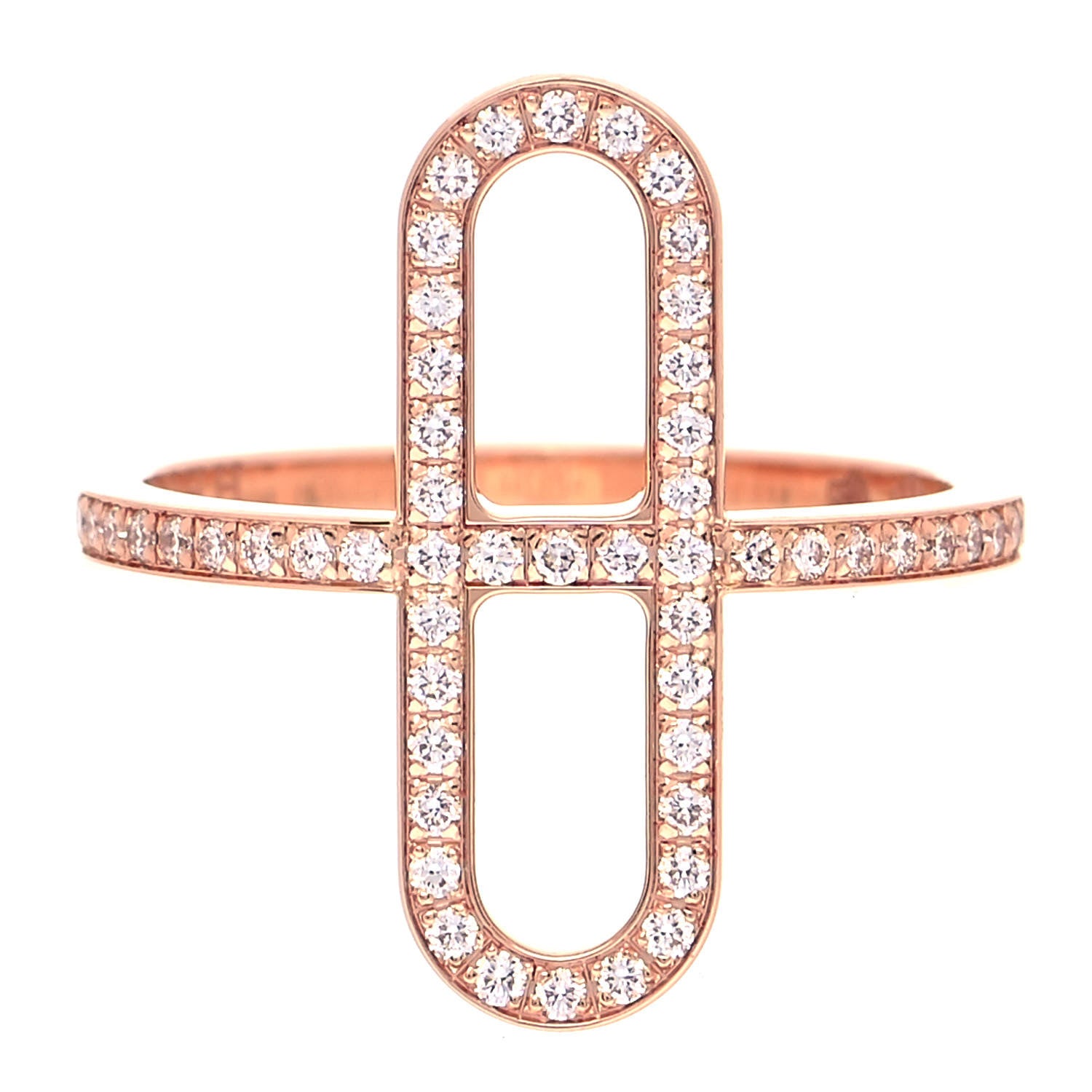 Hermes 18K Rose Gold Diamond Ever Chaine d'Ancre Small Ring 51 5.75 1 of 6