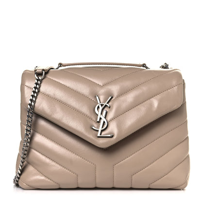 Saint Laurent Calfskin Y Quilted Monogram Small Loulou Chain Satchel Dark Beige 1 of 10