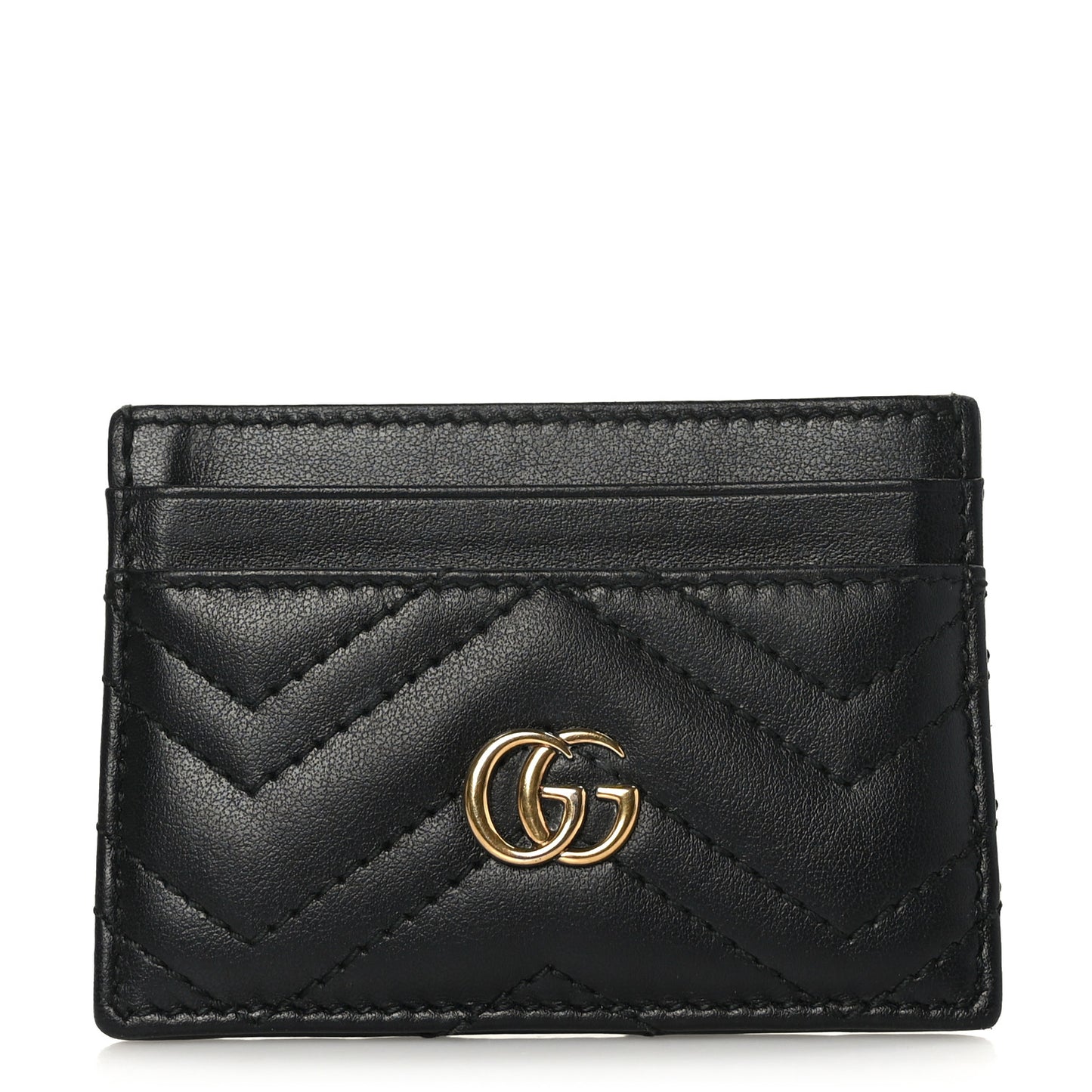 Calfskin Matelasse GG Marmont Card Holder Black