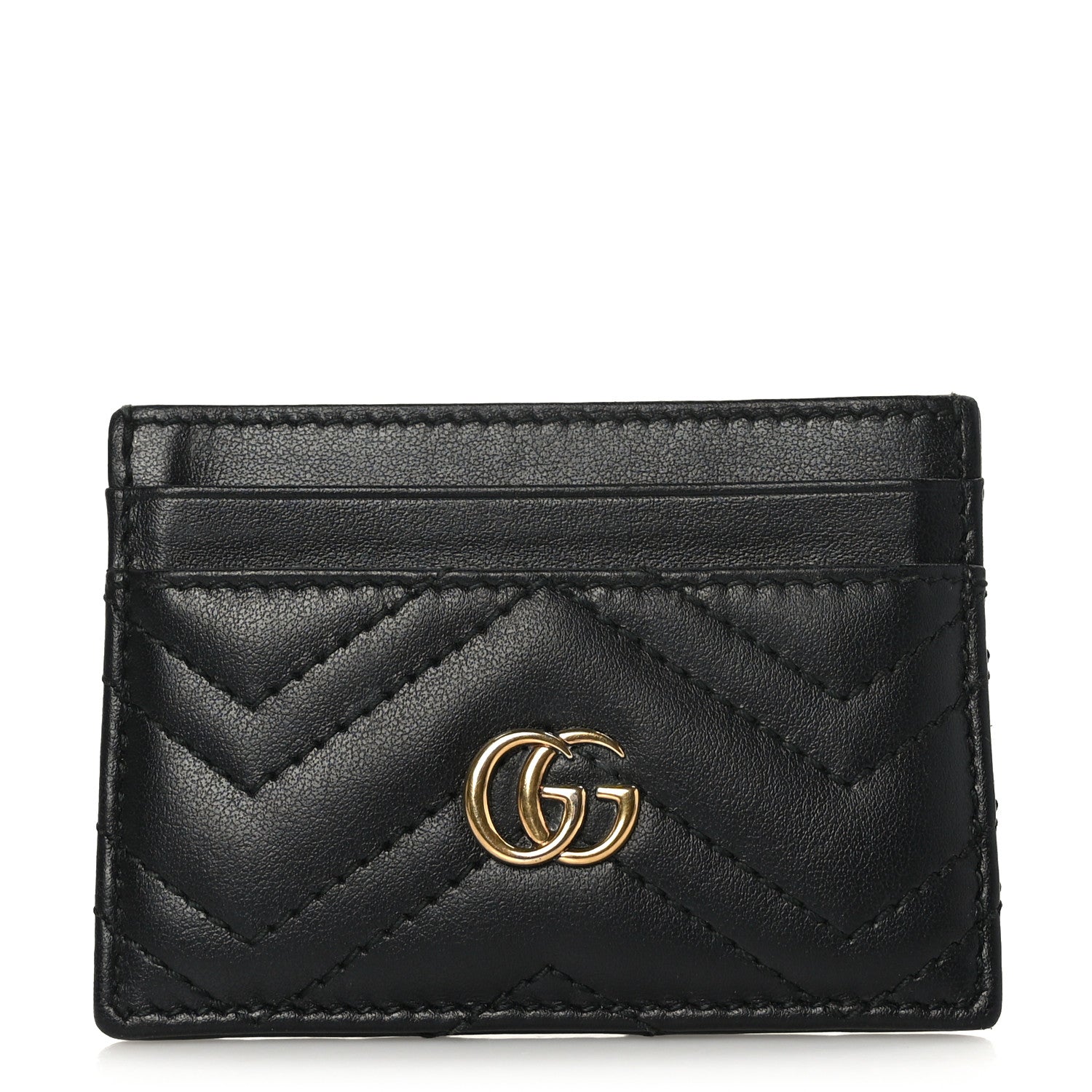 Gucci Calfskin Matelasse GG Marmont Card Holder Black 1 of 6