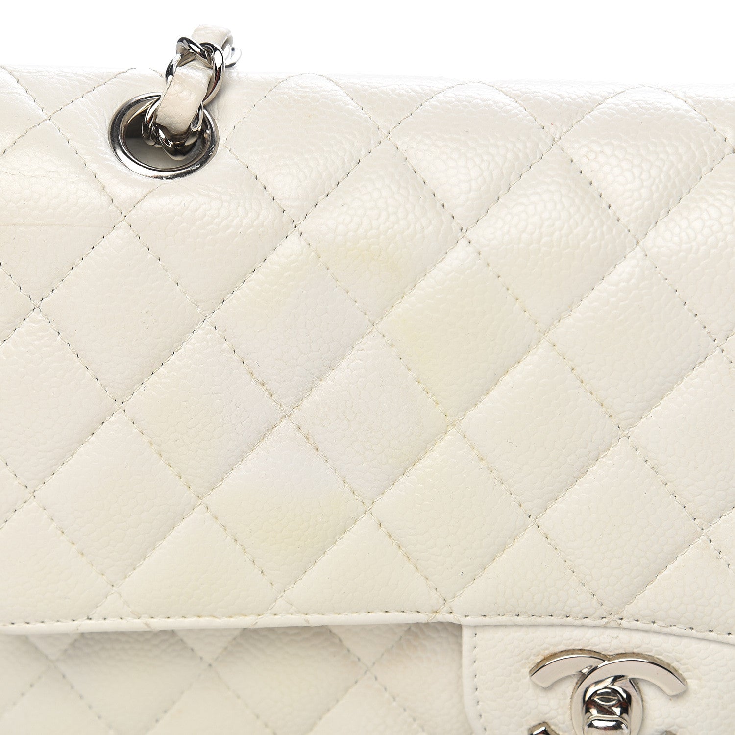 Chanel Caviar Quilted Medium Double Flap White 9 of 15