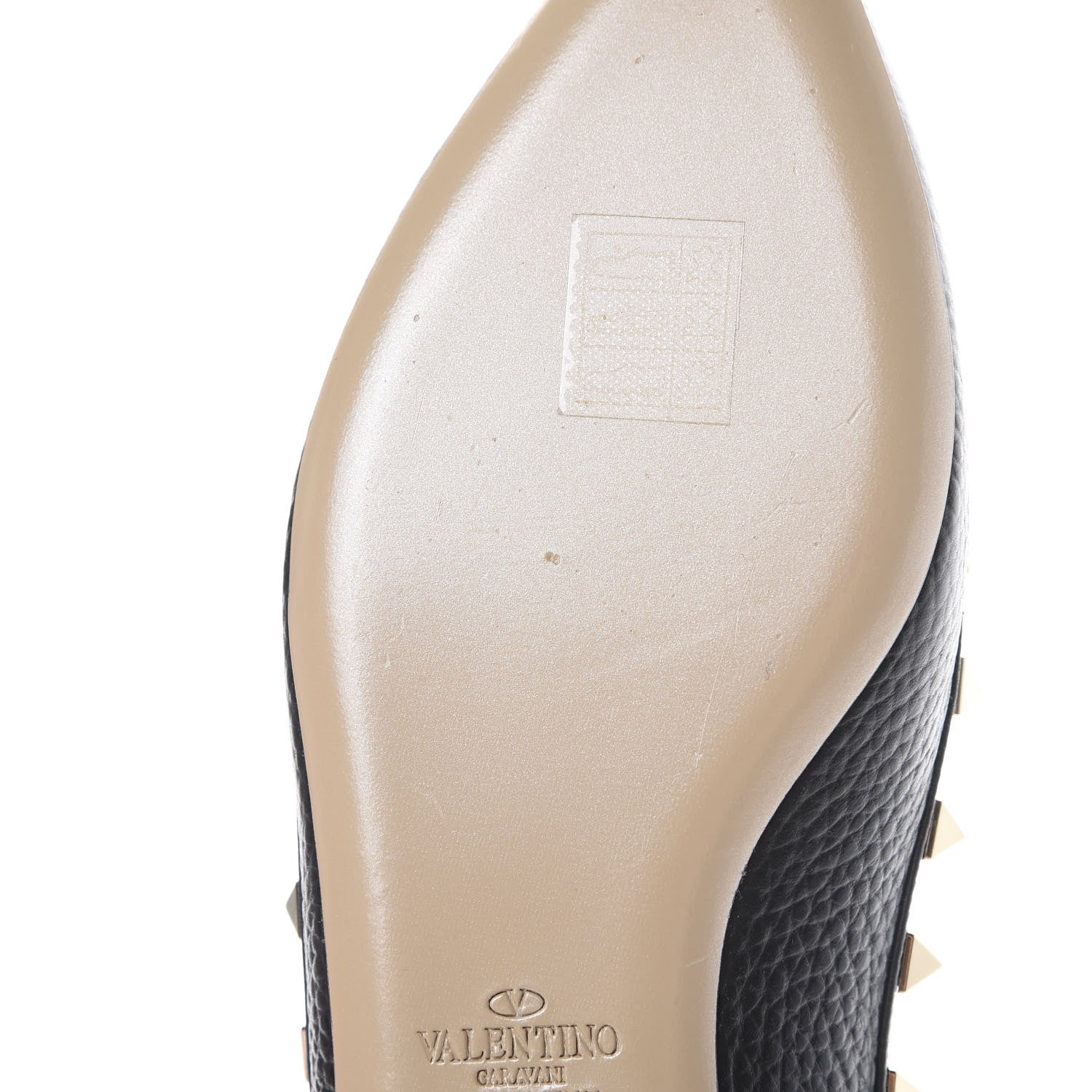 Valentino Garavani Pebbled Calfskin Rockstud Ballerina Flats 36.5 Black 11 of 12