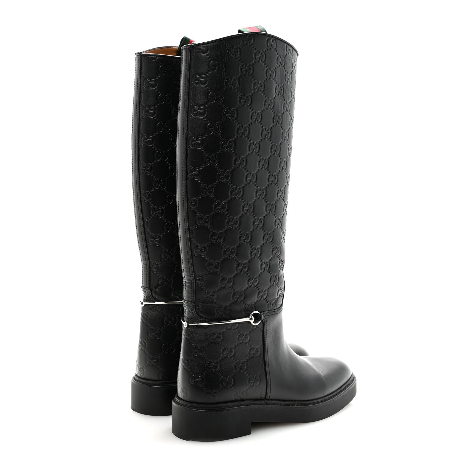 Gucci Guccissima Michelangelo Slim Horsebit Riding Boots 37 Black 10 of 14