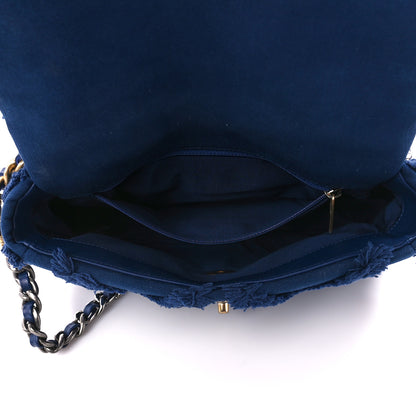 Chanel Cotton Canvas Quilted Medium Chanel 19 Flap Navy Blue 5 of 14