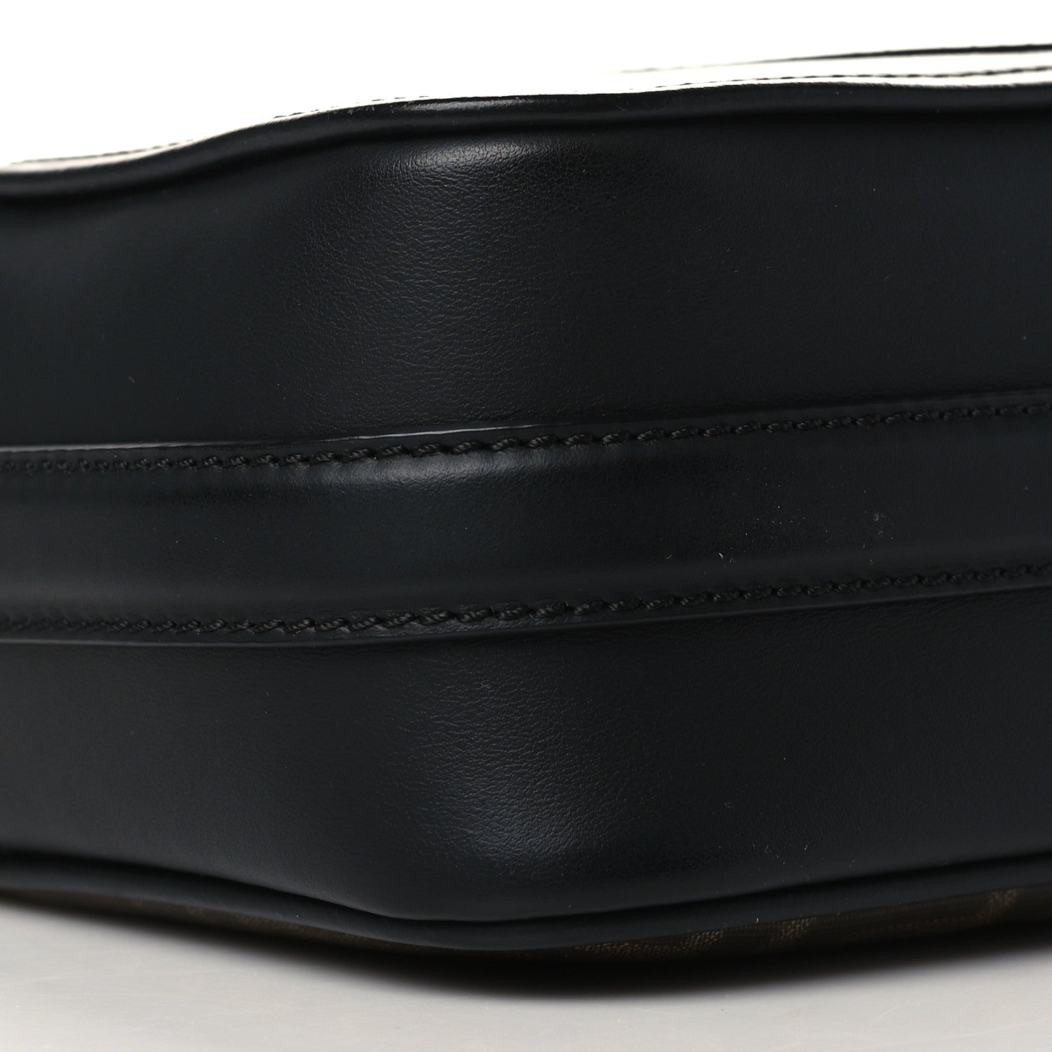 Fendi Glazed Fabric Vitello Century F is Fendi FF 1974 Stamp Patch Camera Case Mogano Panna Black 9 of 10