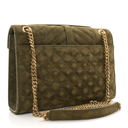 Saint Laurent Suede Mixed Matelasse Triquilt Medium Loden Green 3 of 10