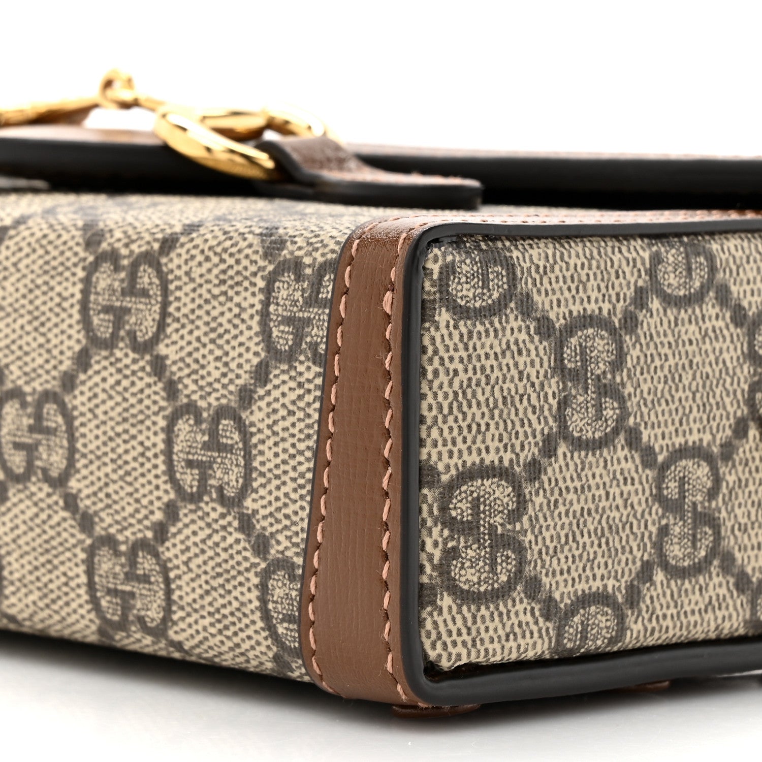 Gucci GG Supreme Monogram Mini Horsebit 1955 Shoulder Bag Beige Brown Sugar 9 of 11