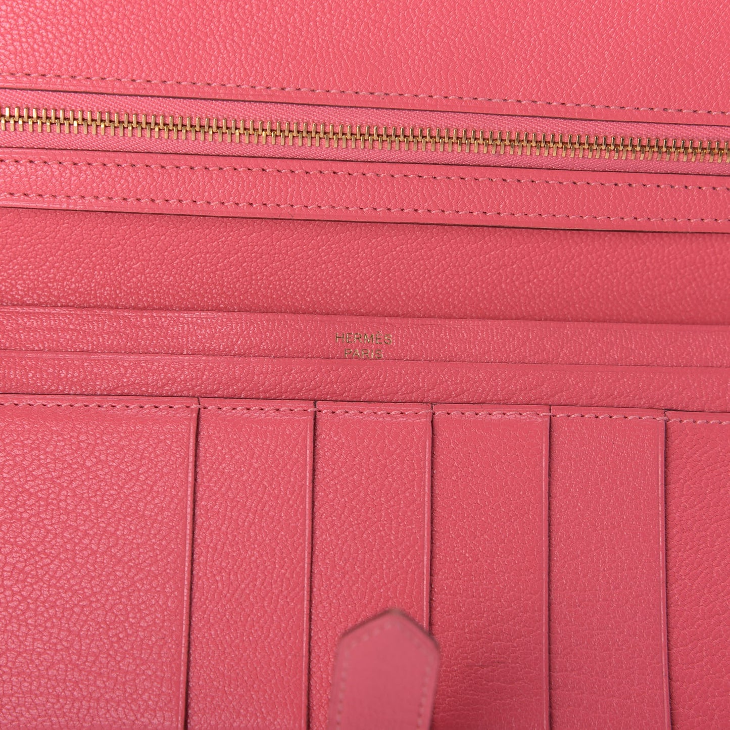 Chevre Mysore Bearn Gusset Wallet Rose Azalee