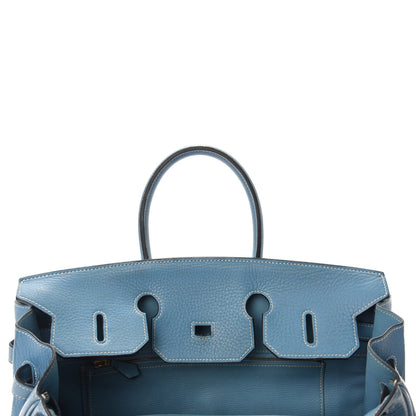 Hermes Taurillon Clemence Birkin 35 Blue Jean 16 of 38