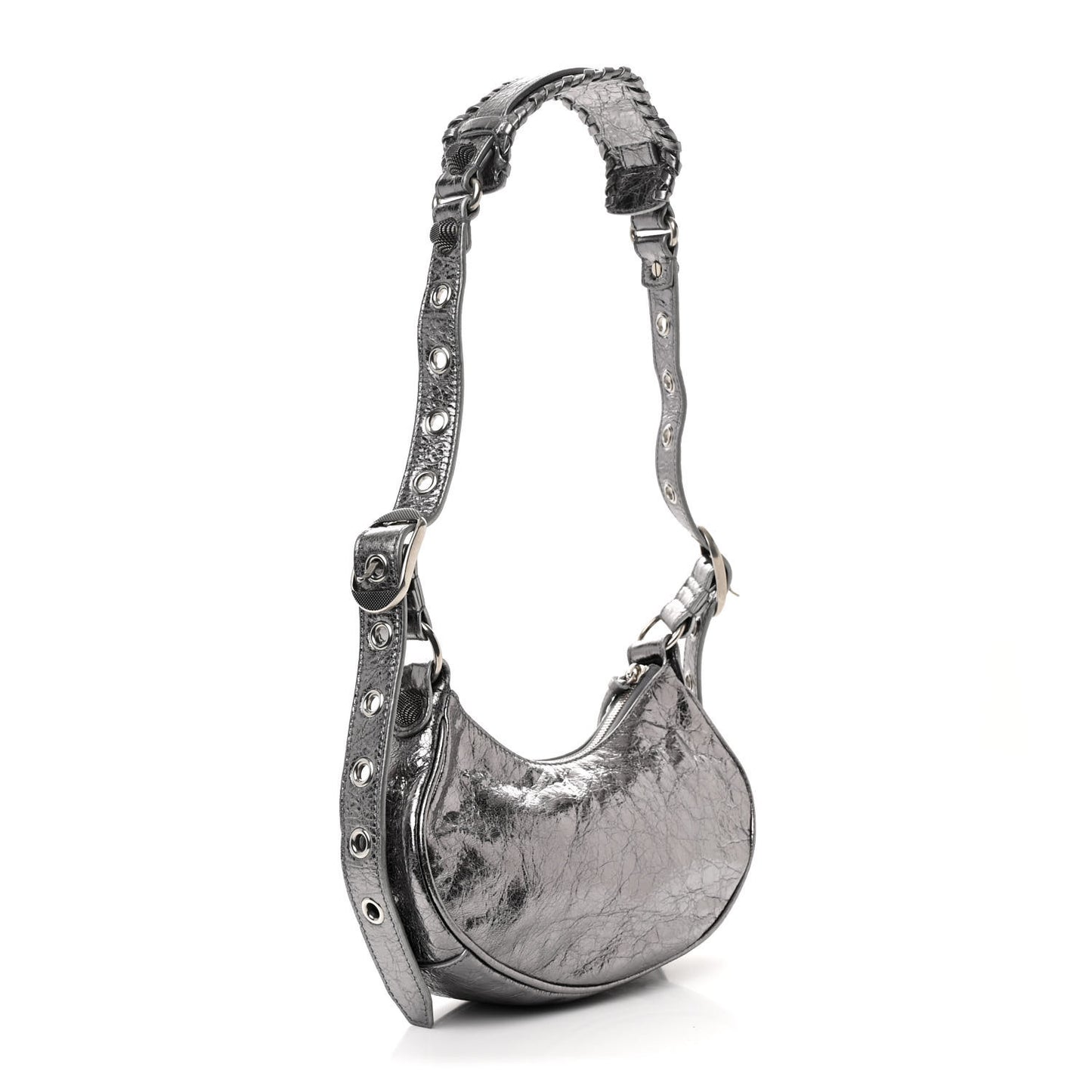 Metallic Agneau Arena Le Cagole Shoulder Bag XS Silver