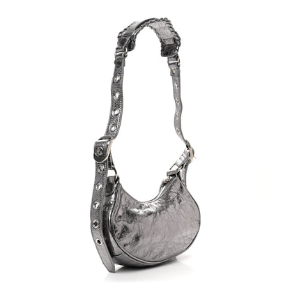 Balenciaga Metallic Agneau Arena Le Cagole Shoulder Bag XS Silver 4 of 12