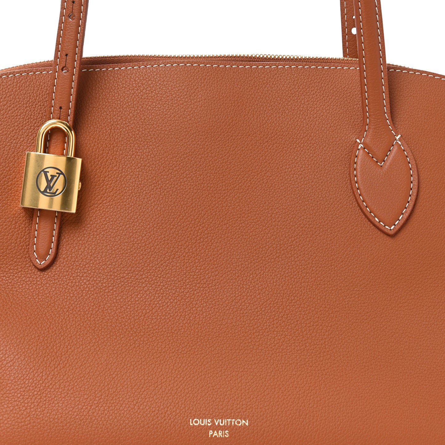 Grained Calfskin Low Key Duffle Tote Cognac