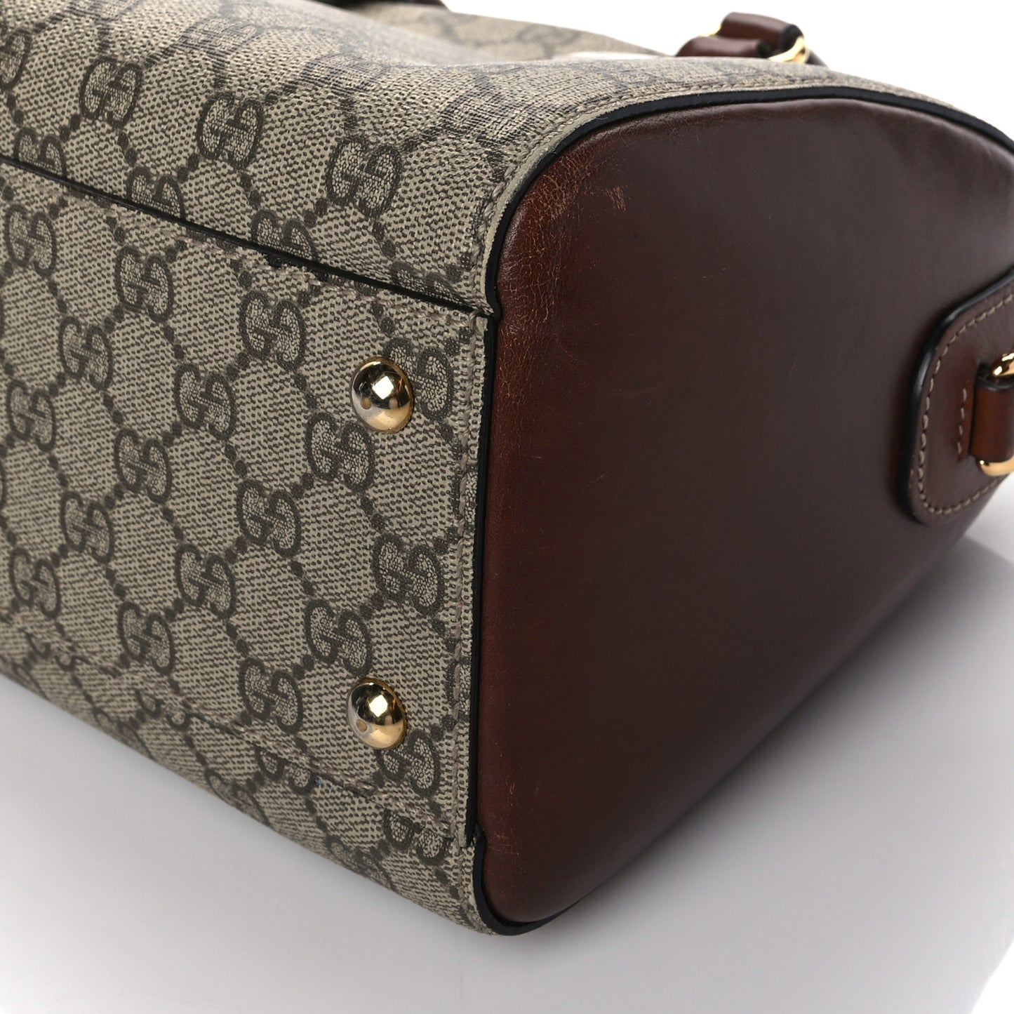 GG Supreme Monogram Cuoio Toscano Small Boston Beige Ebony Cuir