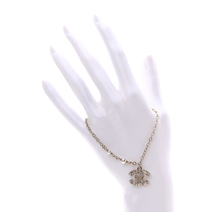 Chanel Pearl Crystal CC Bracelet Light Gold 2 of 4