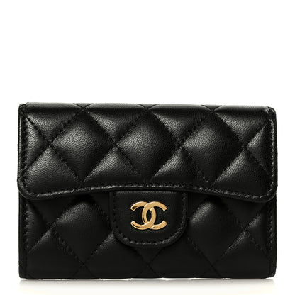 Chanel Lambskin Quilted Flap Card Holder Wallet Black 1 of 10
