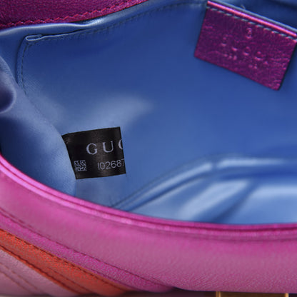 Gucci Metallic Calfskin Matelasse Mini GG Marmont Shoulder Bag Fuchsia 10 of 13
