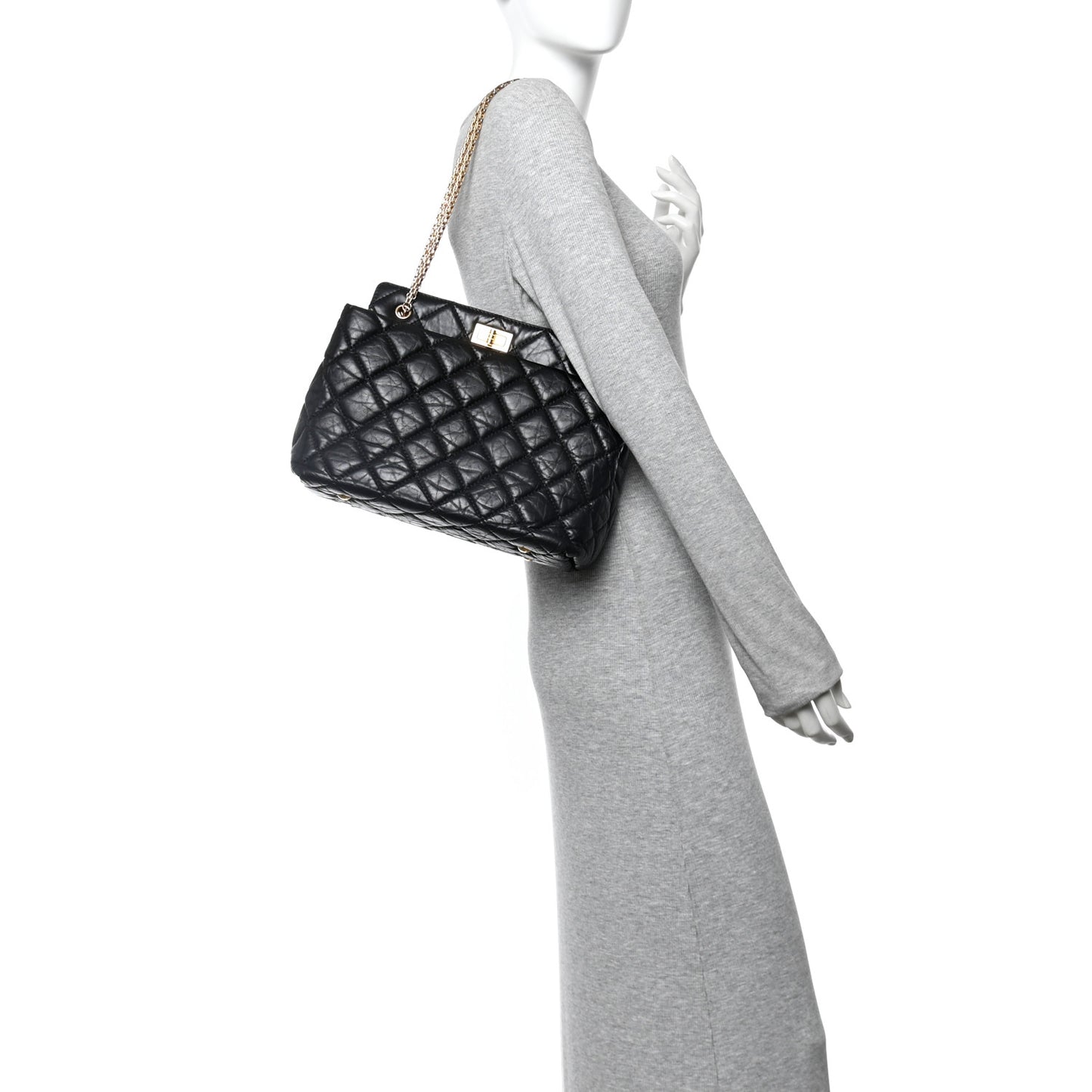 Aged Calfskin Quilted Reissue 2.55 Tote Black