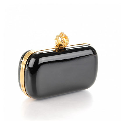 Alexander McQueen Patent Crystal Skull Box Clutch Black 3 of 7