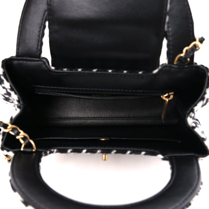 Chanel Tweed Houndstooth Quilted Nano Kelly Shopper Black White 5 of 11