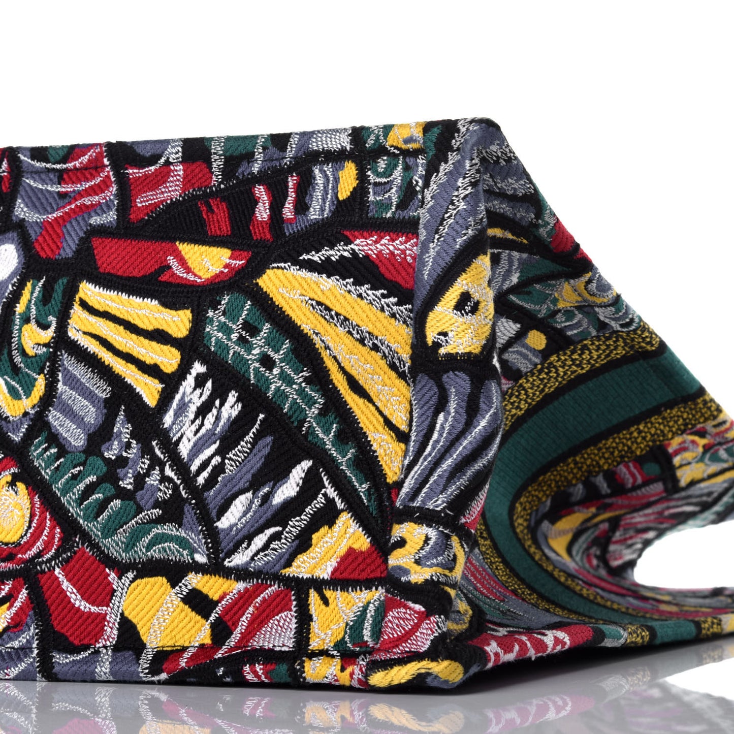 Canvas Embroidered Butterfly Book Tote Black Multicolor