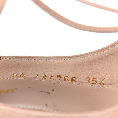 Saint Laurent Suede Lou Tribute 105 Lace Platform Sandals 35.5 Beige 10 of 12