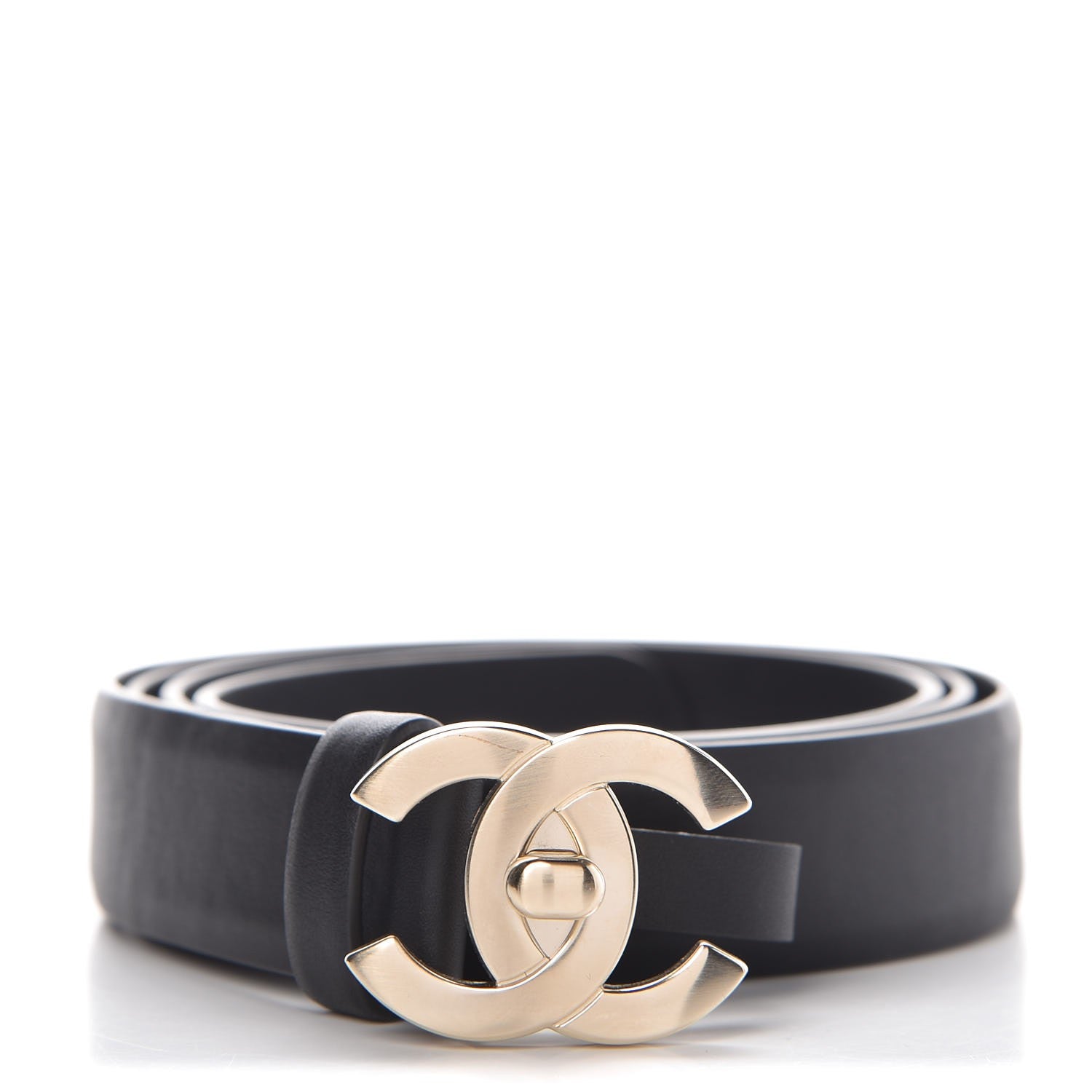 Chanel Calfskin CC Turn Lock Belt 95 38 Black 1 of 8