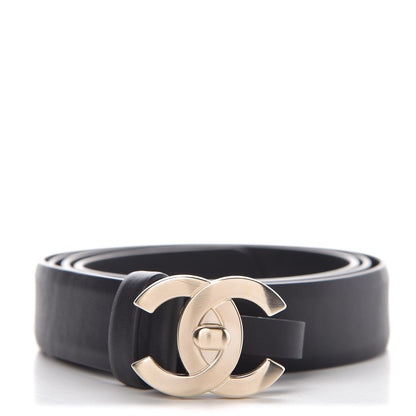 Chanel Calfskin CC Turn Lock Belt 95 38 Black 1 of 8