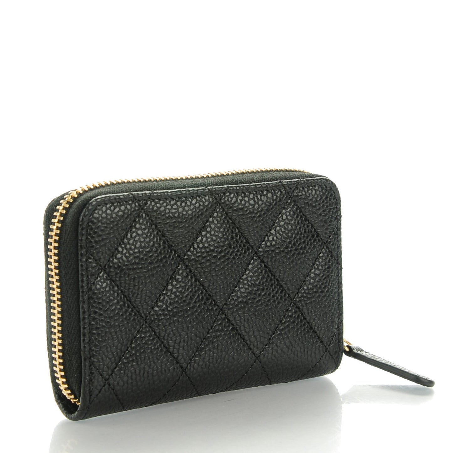 Caviar Quilted Zip Coin Purse Black