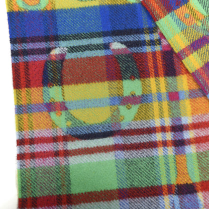 Hermes Cashmere HER-MES Tartan Muffler Multicolor Jaune Vif 3 of 4