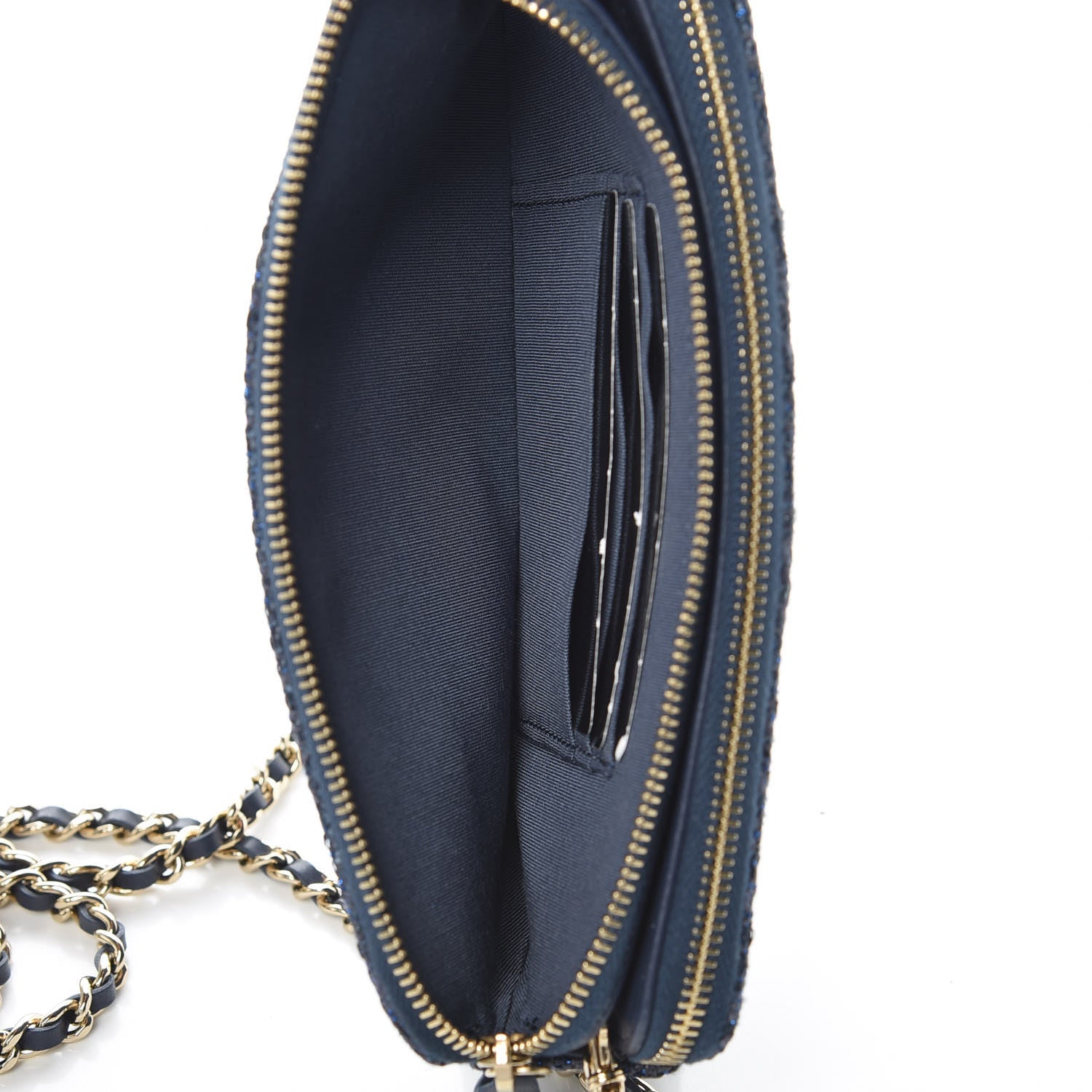 Chanel Canvas Small Deauville Clutch With Chain Blue 8 of 13