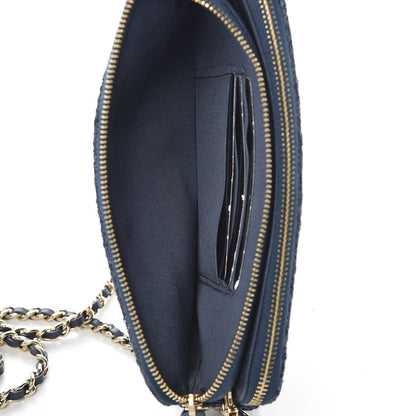 Chanel Canvas Small Deauville Clutch With Chain Blue 8 of 13